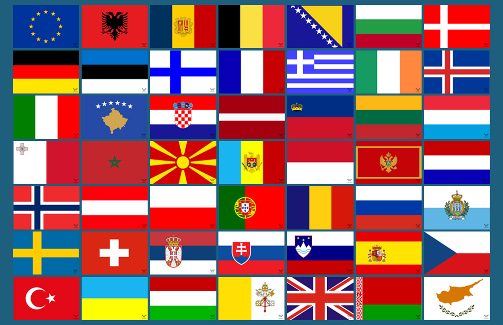 Alle Flaggen von Europa als Aufkleber – 53 Stück – 8,5 x 5,5 cm –  WHATABUS-Shop - WHATABUS