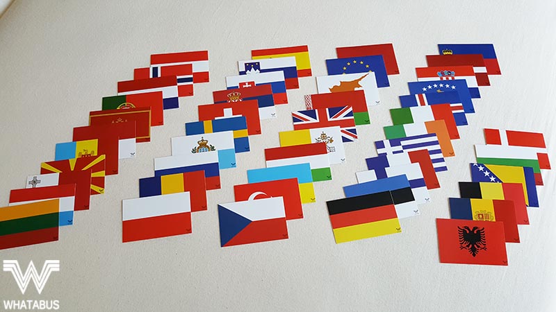 Alle Flaggen von Europa als Aufkleber – 53 Stück – 8,5 x 5,5 cm – WHATABUS- Shop - WHATABUS